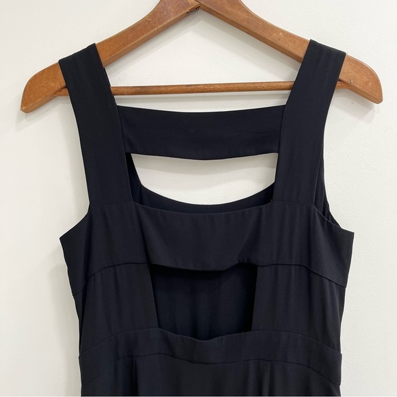 A.L.C black faux wrap midi dress Strappy open back pockets cocktail LBD size 8 - Picture 4 of 11